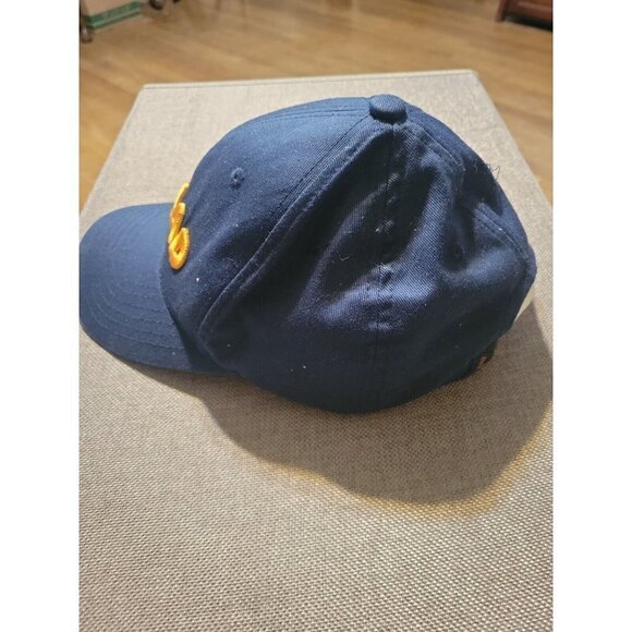 RARE‎ NOMAD Original Outdoors Navy Blue Yellow ONE SIZE Leather Baseball Hat Cap - Picture 4 of 6